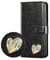 KK KENIK Case For iphone 14 / iphone 13,Luxury Bling Glitter Flip Leather Wallet Case, Diamond Heart,Card Slots,For iphone 14 / Iphone 13 Cover (Black)