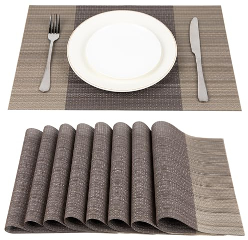 SUEH DESIGN Tovagliette Americane 8 Pezzi PVC 45 x 30cm Set Marrone