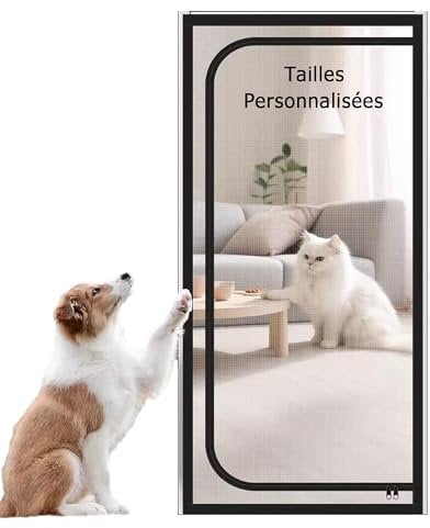 Moustiquaire Porte Résistant à Griffes de Chat, Avec Fermeture éclair, Moustiquaire Pour Porte Personnalisable, pour Porte de Balcon, Salon, Chambre, Cuisine