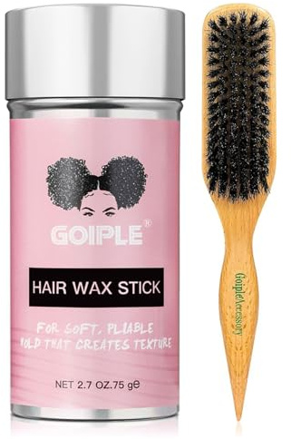 Stick Cheveux Plaquage, Wax Stick Hair, Edge Control Smooth Stick For Hair Styling, Hair Wax Stick & Brosse Poils Sanglier Set,Coiffage Longue Durée, Non Gras