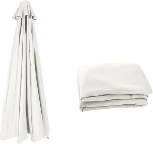Toldo de Repuesto para Sombrilla Patio 3.0/2.8/2.7/4/2.30m Cubierta Paraguas Mercado con 8 Varillas/6 Brazos Exteriores Recambio Tela jardín Piscina Terrazas en Voladizo(Beige Blanco,8 Ribs 4.0m)