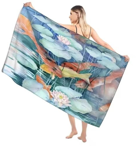 Toalla Playa Grande, Estanque Retro 150x200cm Toallas Playa de Secado Rápido Ultraligera Portátil, Toallas de Piscina Hombre Mujer Accesorios, Beach Towel para Piscina, Viaje, Tumbona, Baño Bs5486