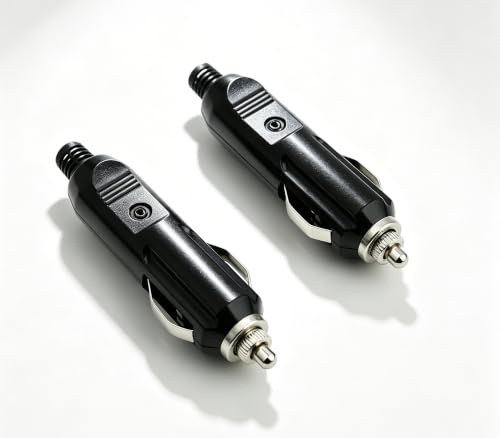 RHINORO 2-Pack 12V Car Cigarette Lighter Plug, Solder-Free | No soldering needed, crimp or screw terminals. For car chargers, GPS dash cams Universal 12V vehicle socket plug 2-pack