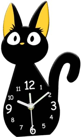 Sharplace Wanduhr Cartoon Katze Tischuhr Pendeluhr Tier Dekoruhr Acrylmaterial mit Lautlosem Mechanismus für Kinderzimmer Schlafzimmer Wohnzimmer Büro Küche