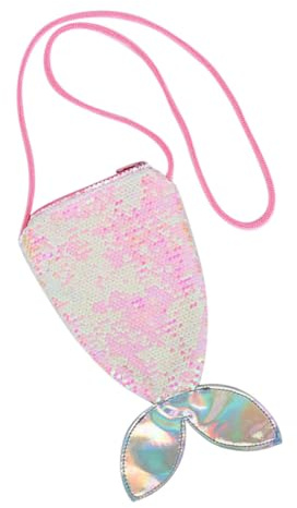 UPKOCH Große Meerjungfrau Flossen Schultertasche für Mädchen mit Schimmernden Pailletten Bunte Handy Münztasche Tragbare Umhängetasche für Modische Aufbewahrungstasche