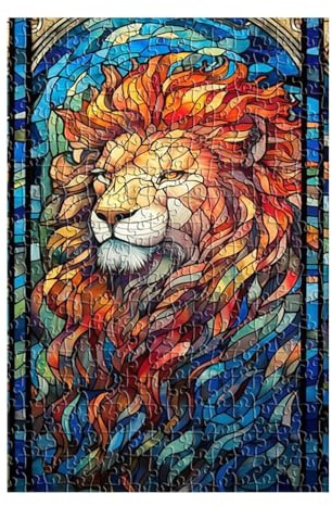 Puzzle 200 Teile Erwachsene Buntglas Löwe Puzzles für Erwachsene Kreative Unterhaltung Schwer Klassische Puzzles 35x25 cm Geschicklichkeitsspiel für die ganze Familie