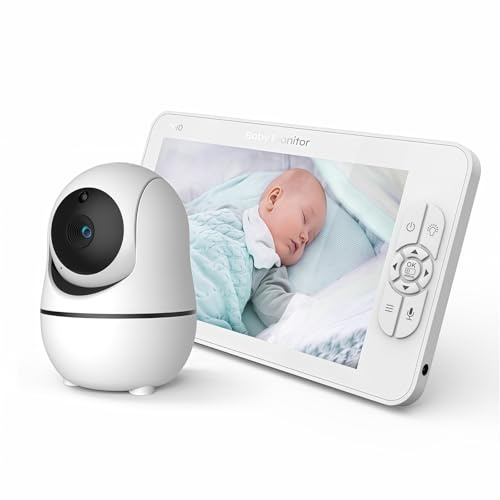 AAFGVC Nomado Babyphone Camera – Surveillez Votre bébé sans réseau, Image Claire 1080p et Vision Nocturne pour des Nuits tranquilles. (5 inch Screen)