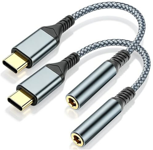 USB C to 3.5mm Jack, Type C to 3.5mm Headphone AUX Digital Audio Headphone Adapter, Compatible with Samsung Galaxy, iPad Pro, Xiaomi and other Type-C devices (2PCS)