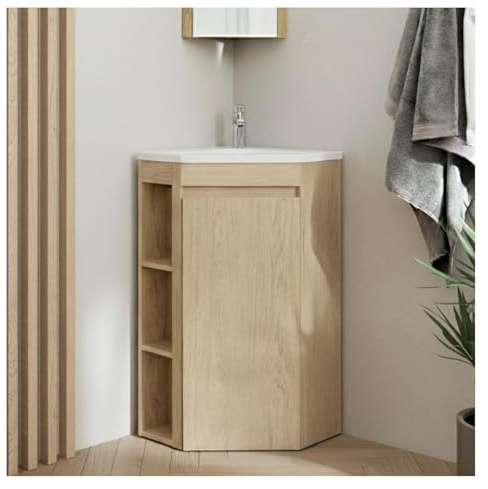 MOB-IN - Mueble bajo lavabo de esquina Sorrento sobre patas con lavabo y grifo
