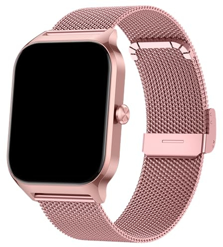 CASCHO Reloj Inteligente Mujer,1.85 HD Smartwatch con Llamadas,120+ Modos Deportes, Monitor Cardiaco y Sueño, Whatsapp Llamadas Bluetooth, Regalo Mujer, Android/iOS, Oro Rosa