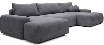 Vente-unique - Schlafsofa 7 Daviso - Polyester - anthrazitgrau