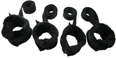 Bondage Bettfessel - Set plüsch Handfesseln + Fußfesseln schwarz (Bett fessel set Bettfesselset)