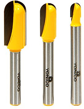 Yonico 14360q Long Reach 3 Bit Core Box Router Bit Set 1/4-Inch Shank