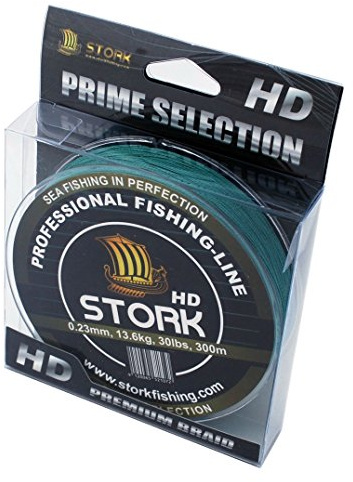 Stork HD - Línea de pesca trenzada de 4 hilos (verde musgo, 40 libras/40 libras/0,29 mm)