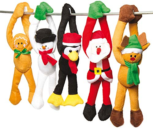 Baker Ross AC174 Weihnachtsbohnenfreunde zum Aufhängen, Kuscheltiere für Kinder zum Spielen, perfektes Nikolausgeschenk und Winter-Geschenktüten, 5 Stück, Sortiert