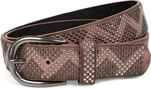 styleBREAKER Ceinture ornée de rivets bicolores en zigzag, ceinture vintage, réglable, unisexe 03010069, taille:80cm, couleur:Vieux rose-