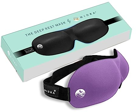 Nidra 3D Blackout Sleep Mask for Men & Women, Purple Contoured Mask for Lash Extensions & Side Sleepers, Zero Eye Pressure Travel Eye Shades for Deep Sleep