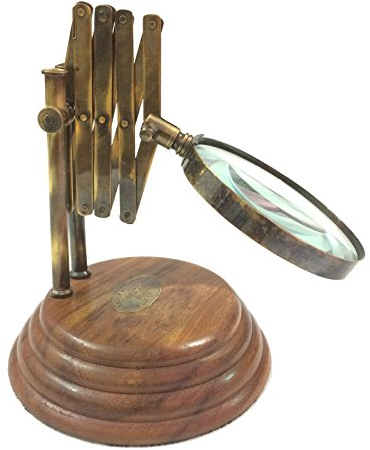 Lupe im antiken Stil, Messing, Glas, 10,2 cm