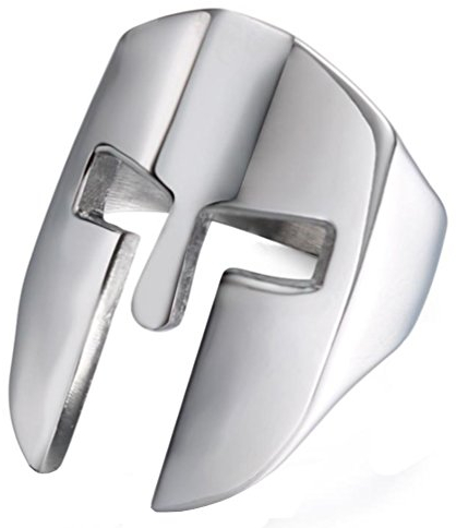 HIJONES Herren Edelstahl Ritterhelm Maske Rin Griechische Krieger Band Silber Größe 68