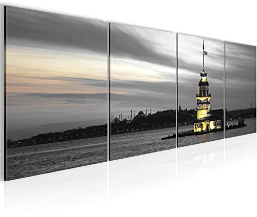 Runa Art Bilder Set 4 Teilig Istanbul Türkei Wandbilder XXL Wohnzimmer Schlafzimmer 160 x 50 cm Schwarz Weiss Modern 604146c