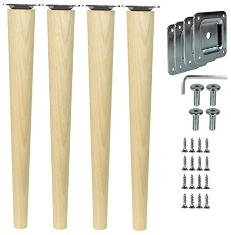 emoebelbeschlaege woplus 4X Holzfüße Möbelfüße Sofafüße Buche Holzbeine gerade Länge 45cm Buche Holz Oberfläche sauber (Gerade [45 cm]) woplus_de