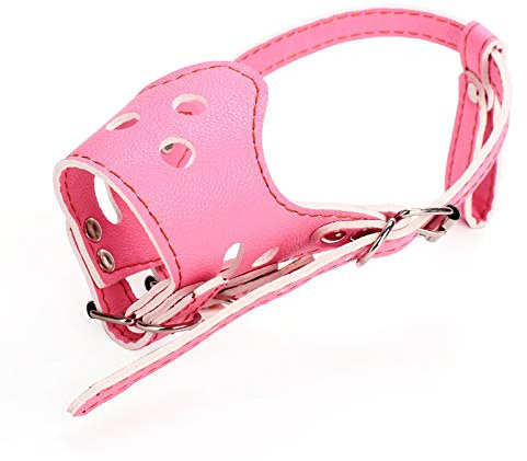 KUANDARMX Hundemaulkorb aus Nylon, verstellbare Schlaufe, weiche Flanellauflage, Bequeme, atmungsaktive, sichere, schnelle Passform für kleine, mittelgroße Hunde lustiger Maulkorb, Pink, M