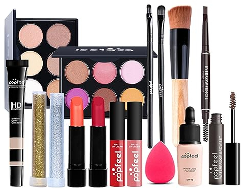 FantasyDay Multifunktions Exquisite Make-up Geschenkset Kosmetik Schmink Kit für Gesicht, Augen und Lippen - Makeup Paletten Schminkkoffer mit Lidschatten Palette, Lippenstift, Rouge, Mascara, Pinsel