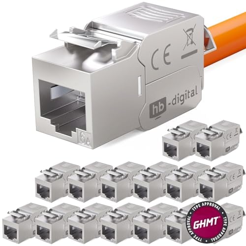 hb-digital 16x CAT 6A Keystone Módulo Jack RJ45 Conector RJ45 500 MHz 10Gbit/s totalmente blindado LSA Ethernet LAN Cable CAT 6