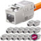 hb-digital 16x CAT 6A Keystone Módulo Jack RJ45 Conector RJ45 500 MHz 10Gbit/s totalmente blindado LSA Ethernet LAN Cable CAT 6