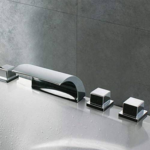 5 Loch Set duschsystem Wannenbatterie Badewannenarmatur Zeitgenössische Wasserfall Badewanne Wasserhahn Handbrause armatur