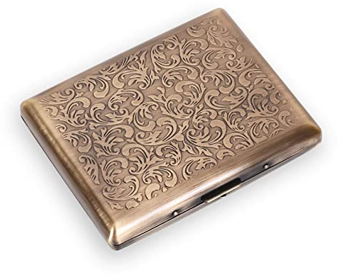 Klassisches Metall-Zigarettenetui/Kreditkartenetui - Damen- und Herrenetui, tragbares Zigarettenetui für 18-20 100mm Zigaretten (Bronze, 100's 20pcs)