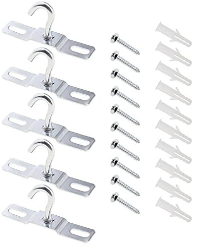 OTOTEC 5 ganci in metallo per plafoniere con sccrews e tappi per lampadari luminosi, piante, amaca, ventilatore da soffitto, 76,8 x 17,5 mm