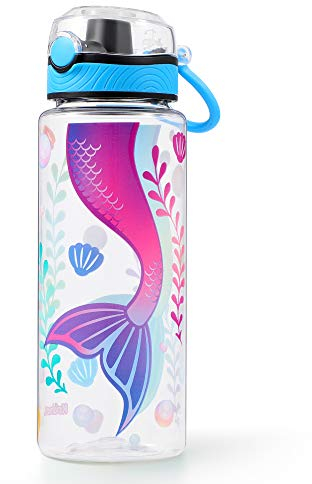 Home Tune Cute Water Bottle, BPA FREE Tritan, Leak Proof, Easy Clean, Carry Handle, 680ml - Mermaid