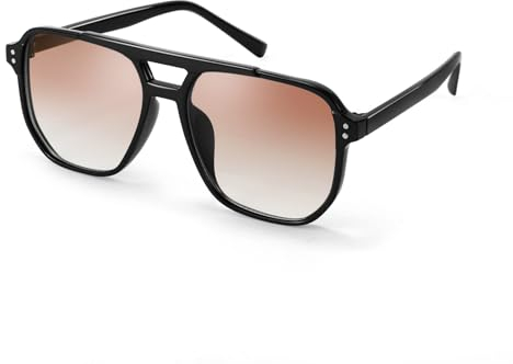 FEISEDY Retro Square Sonnenbrille Damen Herren 70er Jahre Vintage Trendy Brille Klassisch mit Double Brücke UV400 Schutz B2835