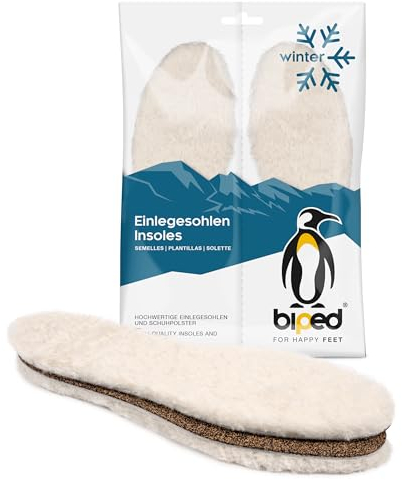 biped Premium Lammfell Einlegesohlen gelockt - atmungsaktive Schuheinlagen aus echtem Fell mit Natur Kork Unterseite - extra dick und wärmend - für Winterschuhe, Stiefel und Arbeitsschuhe z2791(40-41)