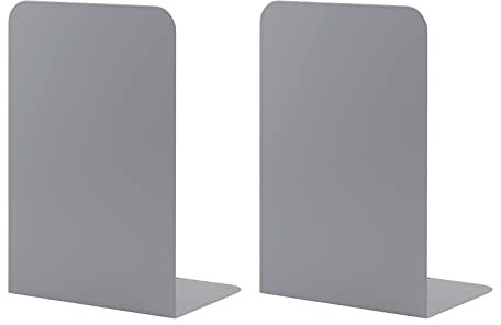 MSDADA Heavy Duty Metal Bookends for Office, School & Home - Anti Slip Book Shelf Holder Bookend Supports for Heavy Books - Grey