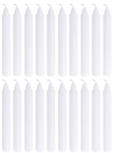 MIJOMA Set Festliche Baumkerzen, Weihnachtskerzen, Pyramidenkerzen, Christbaumkerzen aus Wachs für Weihnachtsbaum, Geburtstagsfeiern und Torten, Lange Brenndauer, Ø11x105 mm (20, Weiß)