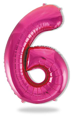 FUNXGO® Folienballon Zahl 6 pink - Riesen-Ballonzahl - Verstärktes Material- fliegt mit Helium - 6 Geburtstag Luftballon - Deko zum Geburtstage, Party, Hochzeiten - Ballon 6 pink