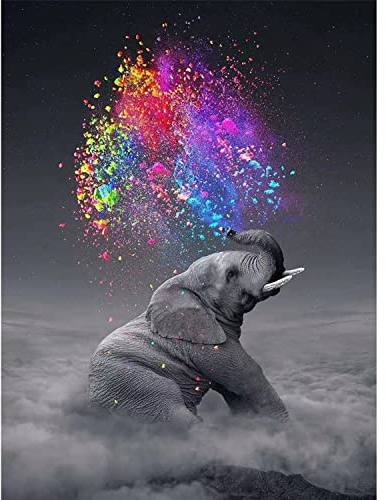 Elefant Diamond Painting Erwachsene Diamant Painting Kinder 5D Diamond Painting DIY Diamond Art Stickerei Kreuzstich Bilder Set für Wanddeko 30x40cm