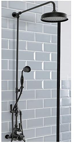 MILANO Rigid Riser Thermostatic Mixer Valve Shower Head Handset Black | Brass Construction. Lever & Crosshead Handles. Thermostatic Operation. Traditional Style. Suitable For All Plumbing Systems.