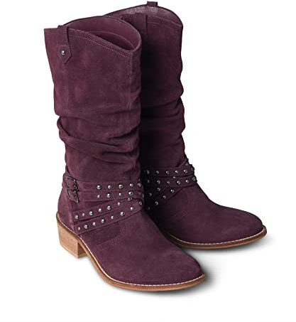 Joe Browns Stivaletti Slouch in Pelle Scamosciata con Fibbia e Borchie, Stivali alla Moda Donna, Grigio (Dark Heather), 36 EU