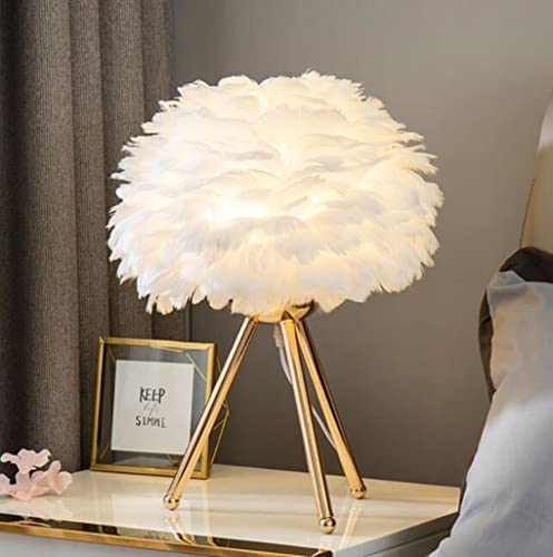 SXYSXYSXY Tischleuchte Modern Feder Tischlampe Minimalismus Nachttischlampe Dekorative Schlafzimmer Nachtlicht Wohnzimmer Mit Federschirm E27*1 für Hotel Café 30 * 45cm