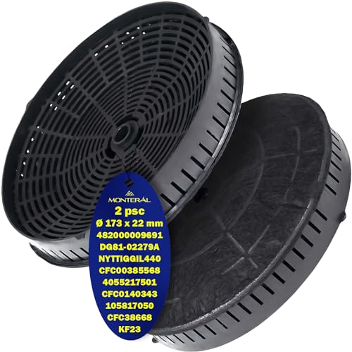 2 Pieces Active Carbon Filter Type 57 for Cooker Hoods Ø 173 x h 22 mm with Original Code DG81-02279A CFC0140343 CFC0038668 482000009691 405521750 for Electrolux - Warranty 10 Years - MONTERAL