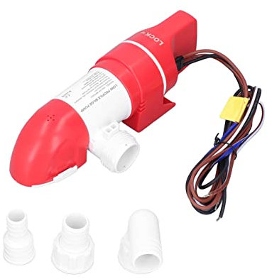 Pompe de Cale à Profil Bas | Pompe de Cale Automatique à Détection de Niveau D'Eau | Pompe à Eau DC12V 360° Rotation pour Bateau, Camping-car, Piscines, Horizontale ou Verticale
