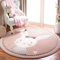 Sedefen Teppich Rund 200cm Kinderzimmer Mädchen Rosa Hasen Motive Kinderteppich Waschmaschinenfest rutschfest Flauschig Teppich für Schlafzimmer Wohnzimmer