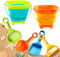 Bucket and Spade, Beach Toys Set for Kids Play Sand with Handle Foldable Buckets with Shovels Scoop Rake Sifter Summer Outdoor Activities for Beach Party Gift