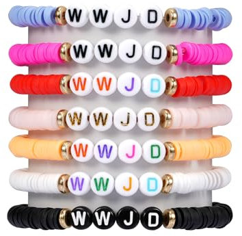 Yowivon WWJD-Armbänder, Christliches Oster-Armband-Set, Bunte Inspirierende Religiöse Schmuckstücke, Dehnbares und Stapelbares Damen-Freundschaftsarmband, Funky Zeugs