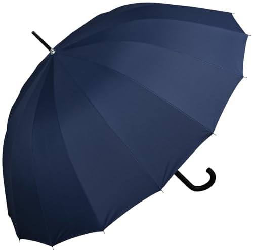 iX-brella Stockschirm 16teilig full-fiber mit Automatik - super stabil dunkelblau - 115cm