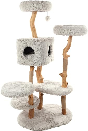 Flamingo Kratzbaum Yuna – Weiß, 163 cm | Luxuriöses Kratz- & Kletterparadies für Katzen!