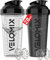 VELOMIX -2 Pack- 28 oz Protein Shaker Bottles for Protein Mixes - 2x Wire Whisk | Leak Proof Shaker Cups for Protein Shakes | Protein Shaker Bottle Pack (Black/Transparent)